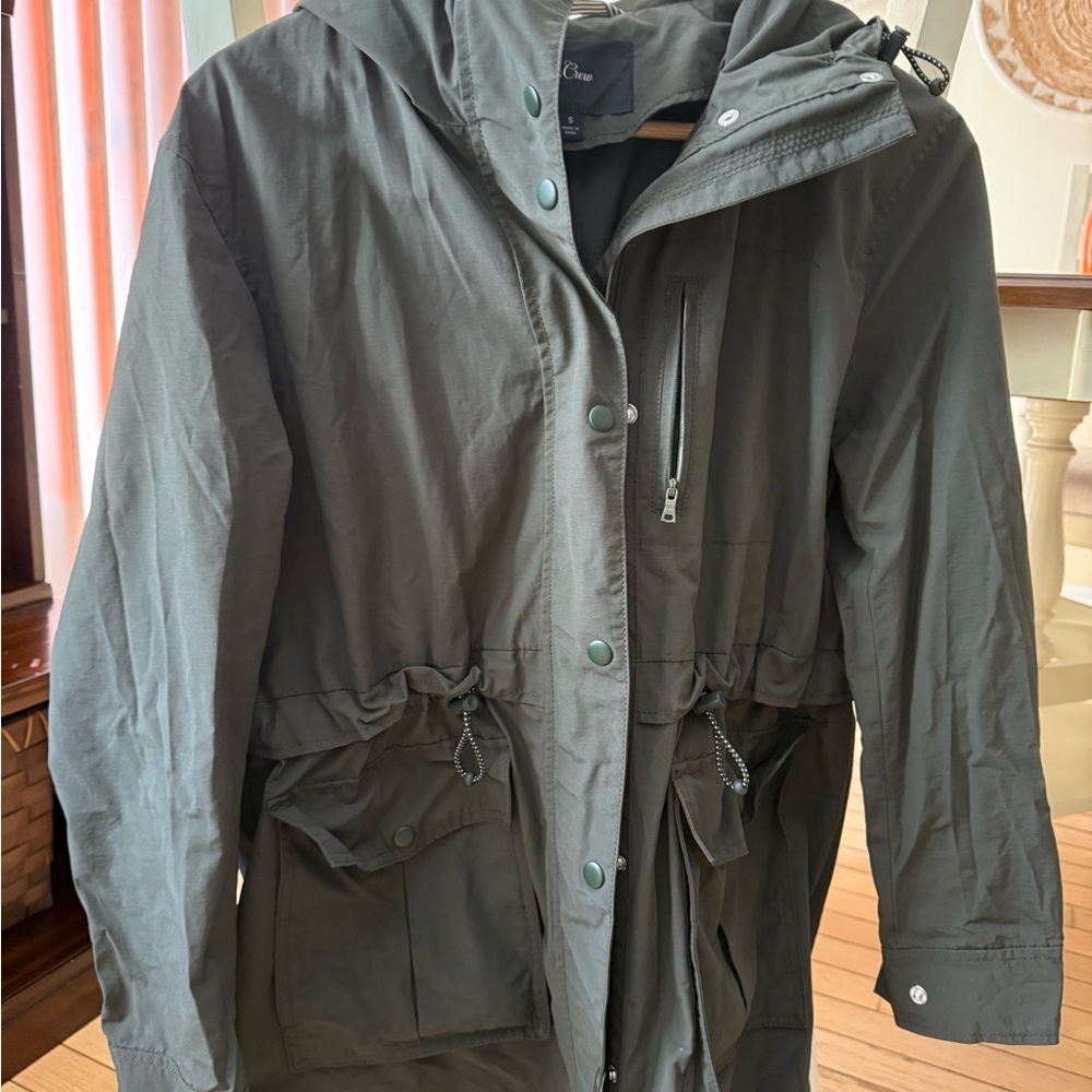 J. Crew Dark Green Hooded Coat